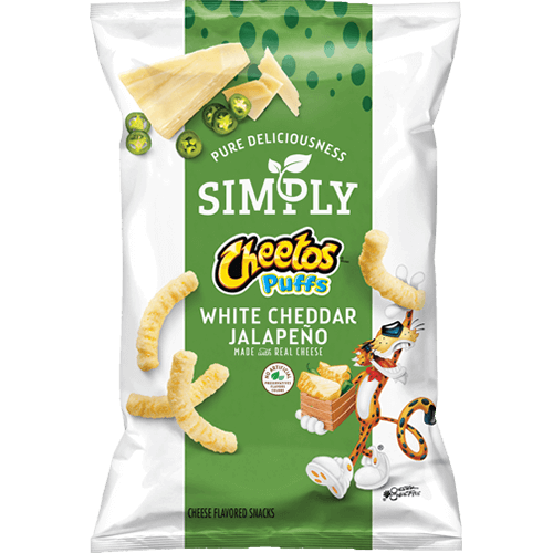 Product: CHEETOS® Simply inflados con cheddar blanco y jalapeño, bocadillos sabor a queso